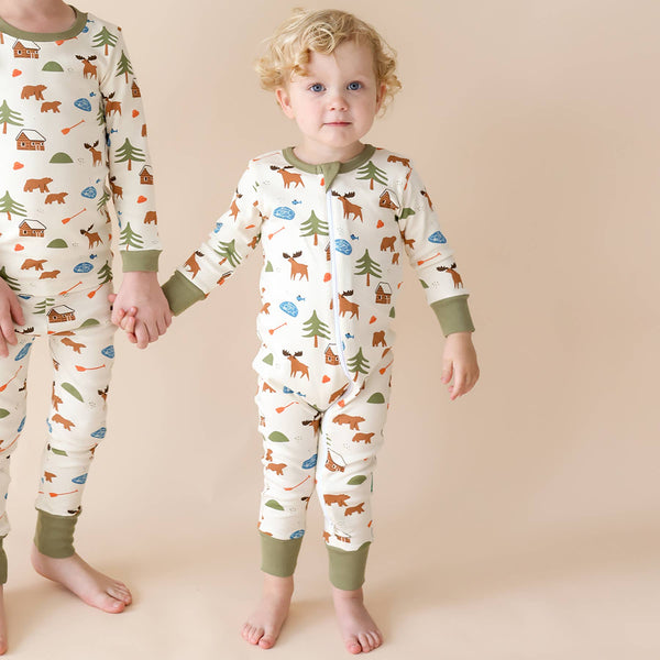 BABY Organic Signature Print '2-Way' Zip Romper - Long Sleeve