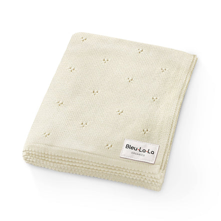 Bleu La La 100% Organic Cotton Pointelle Swaddle Receiving Baby Blanket