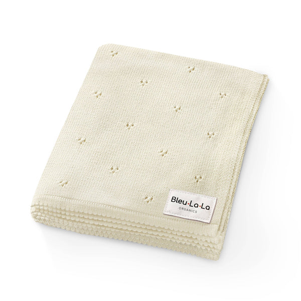 Bleu La La 100% Organic Cotton Pointelle Swaddle Receiving Baby Blanket