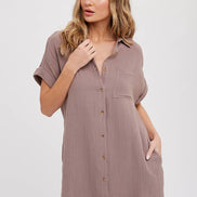 BLUIVY BUTTON UP SHIRT DRESS WITH POCKET