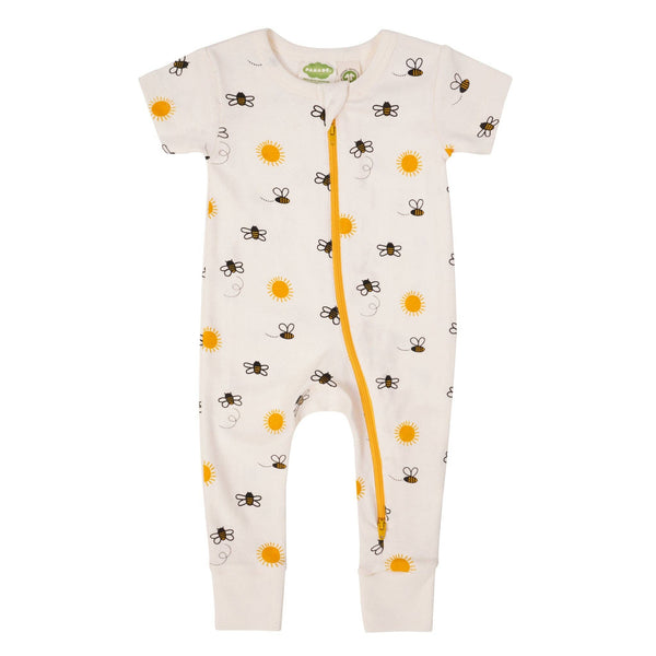 BABY Organic Signature Print '2-Way' Zip Romper - Short Sleeve