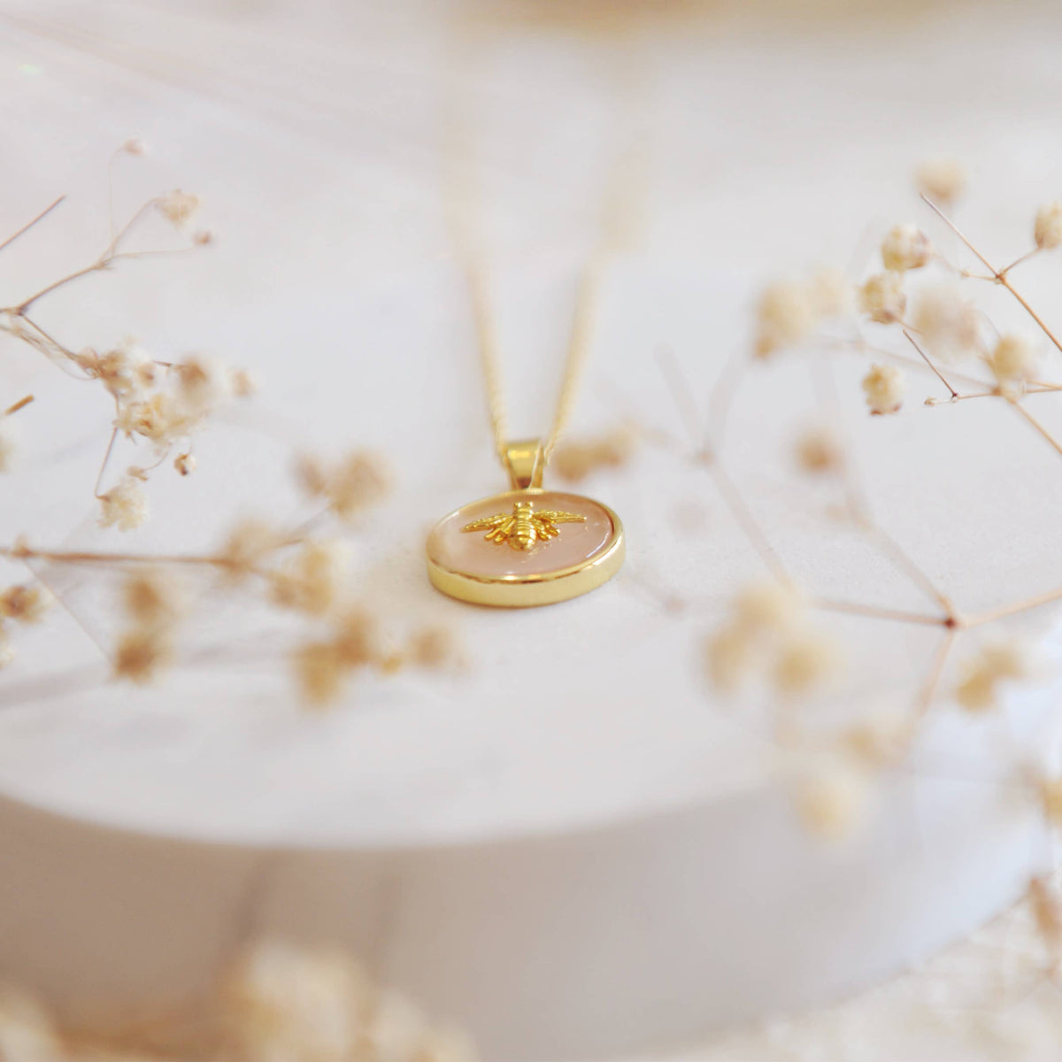 Oh So Lovely Lola Bee Necklace Rose Quartz