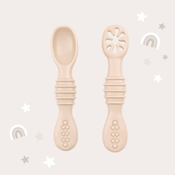 Baby bliss Infant Training Spoons for Self Feeding - Almond