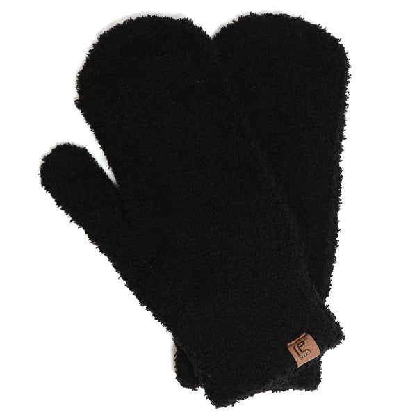 fashion city Winter Solid Color Soft Flush Mittens