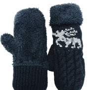 Reversible Reindeer & Sherpa Fleece Mittens