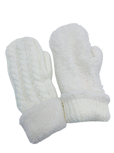 JC SUNNY Reversible Twisted & Sherpa Fleece Mittens