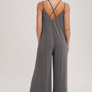 BLUIVY CRISS-CROSS BACK WIDE LEG JUMPSUIT