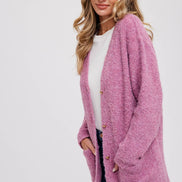 BLUIVY BUTTONED BOUCLE CARDIGAN
