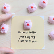 UPLIFTED INK Big Hug Tiny Card - Mini Pig Holding Heart Comfort Gift