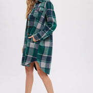 BLUIVY FLANNEL PLAID LONGLINE SHACKET