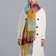 JC SUNNY FASHION Oversized Colorful Cozy Long Fringe Fuzzy Scarf