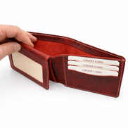 Men’s Full-Grain Crazy Leather Bifold Wallet with ID Window