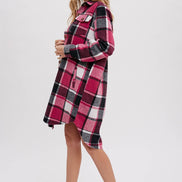 BLUIVY FLANNEL PLAID LONGLINE SHACKET