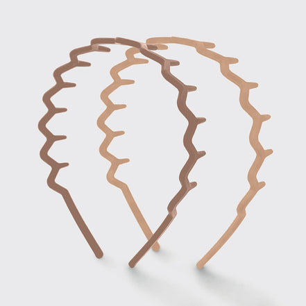 KITSCH Recycled Plastic Zig Zag Headband 2pc - Neutral