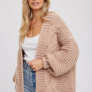 BLUIVY CHUNKY CABLE CARDIGAN