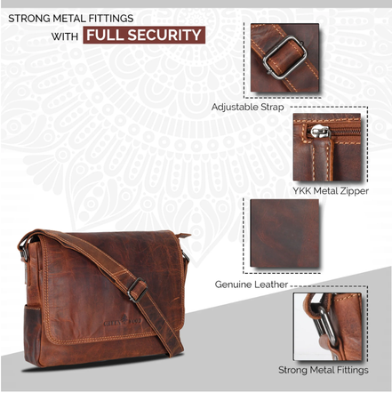 GREENWOOD LEATHER Smart Messenger Steven Mini 11"-GW113