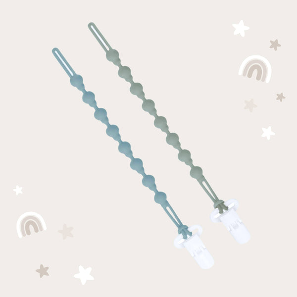 Baby Bliss Pacifier Clip - Sage & Dusty Teal