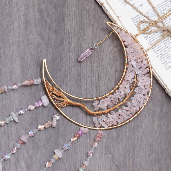Crystolver 60cm Crystal Tree of Life Moon Dreamcatcher