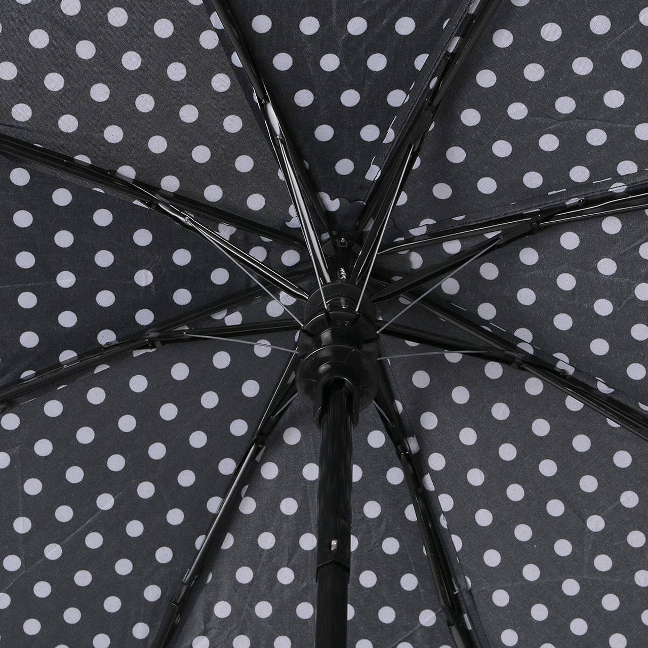 SELINI Compact Umbrella with White Polka Dots - Auto Open Umbrella