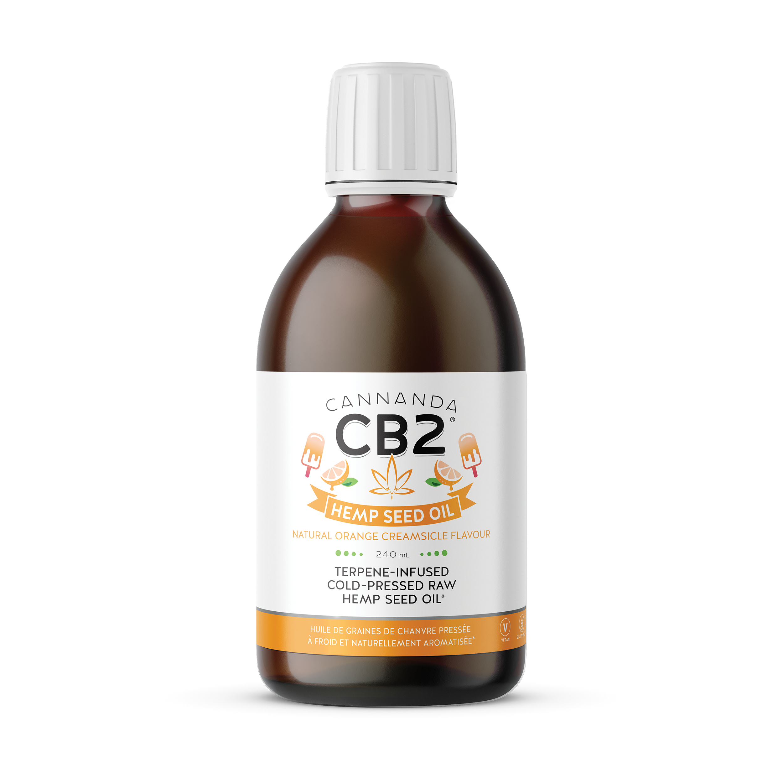 CANNANDA CB2 HEMP SEED OIL >> Orange Creamsicle Flavor (240 mL)