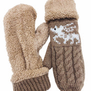 Reversible Reindeer & Sherpa Fleece Mittens