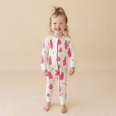 BABY Organic Signature Print '2-Way' Zip Romper - Long Sleeve