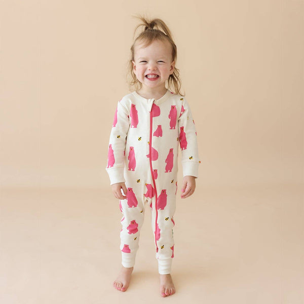 BABY Organic Signature Print '2-Way' Zip Romper - Long Sleeve