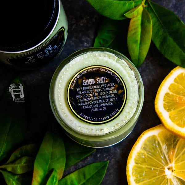 Badgerface Green Tea Scrub. Zen Gift. Yoga Gifts. Natural Body Scrub.