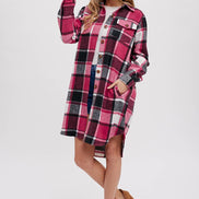 BLUIVY FLANNEL PLAID LONGLINE SHACKET