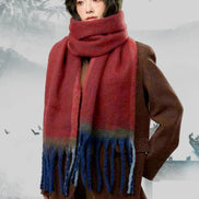 JC021030 Long Fringe Cozy Fuzzy Two-Tone Ombre Scarf