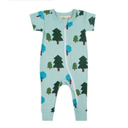 BABY Organic Signature Print '2-Way' Zip Romper - Short Sleeve