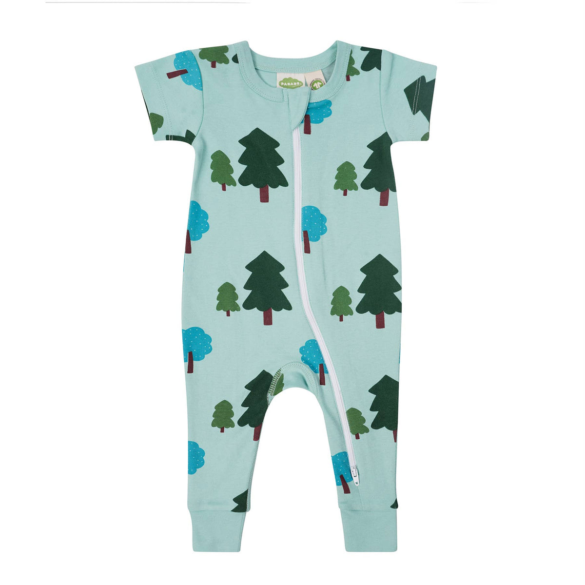 BABY Organic Signature Print '2-Way' Zip Romper - Short Sleeve