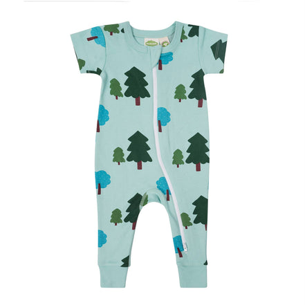 BABY Organic Signature Print '2-Way' Zip Romper - Short Sleeve