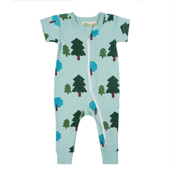 BABY Organic Signature Print '2-Way' Zip Romper - Short Sleeve