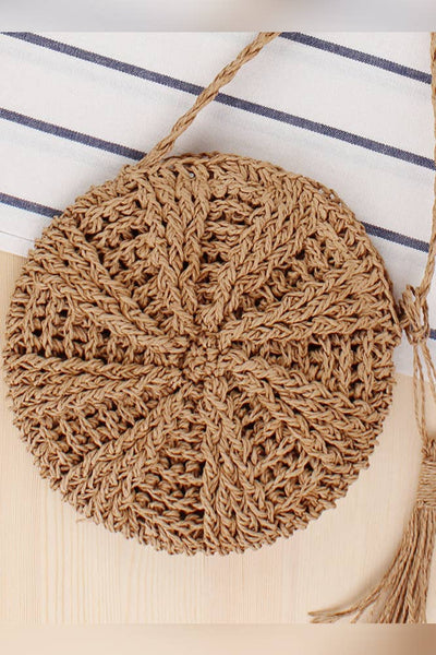 Straw Crochet Round Crossbody Bag