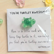UPLIFTED INK Turtley Awesome Card & Turtle Figurine with Personal Note
