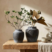 Terracotta Vase, Tall Rounded Charcoal Form - Anera
