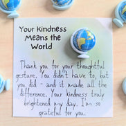UNLIFTED INK Mini Gratitude Card with world Figurine - Appreciation Gift