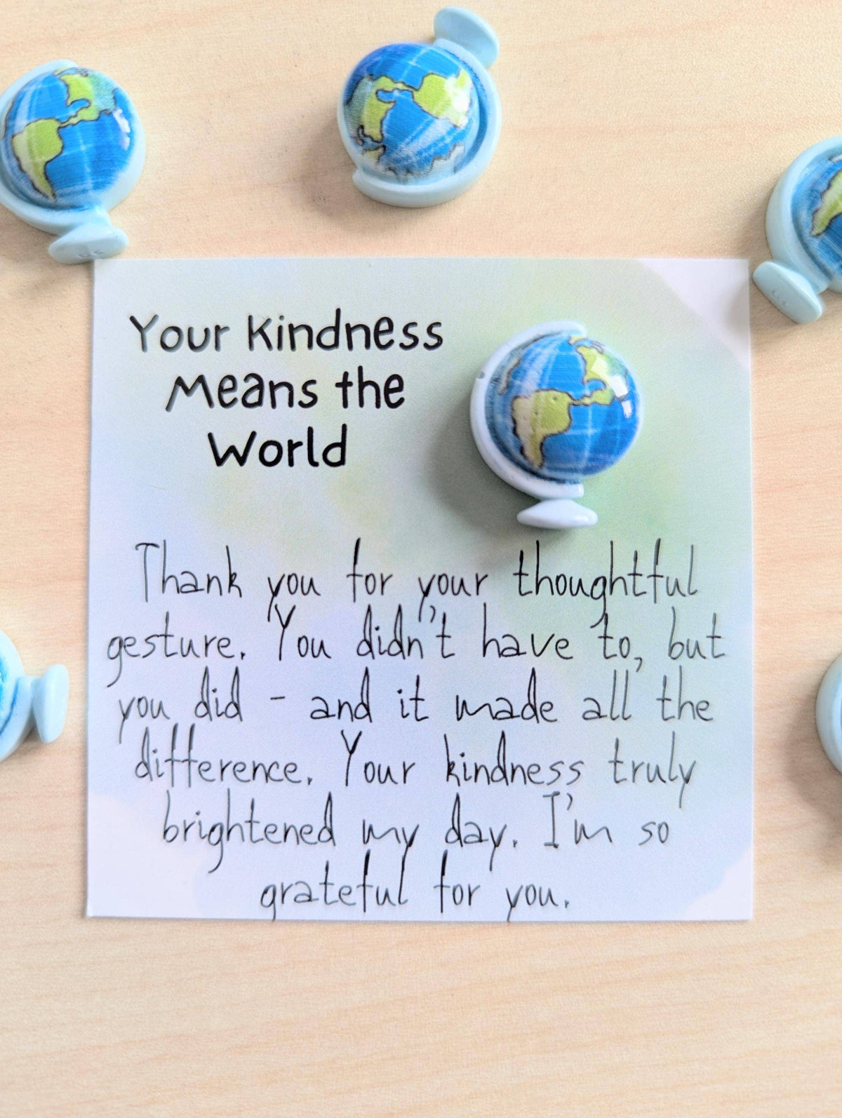 UNLIFTED INK Mini Gratitude Card with world Figurine - Appreciation Gift