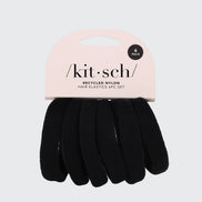 KITSCH Recycled Nylon Thick Hair Elastics 6pc Set- Black