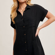 BLUIVY BUTTON UP SHIRT DRESS WITH POCKET