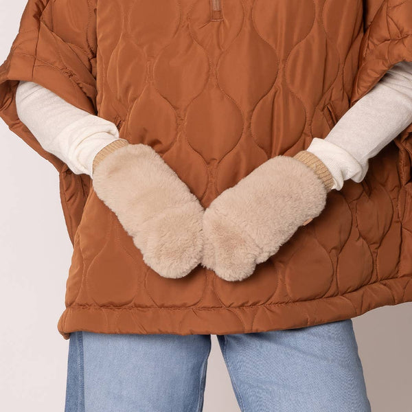 FASHION CITY Solid Faux Fur Mittens