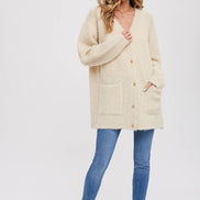 BLUIVY BUTTONED BOUCLE CARDIGAN