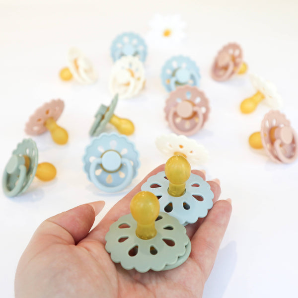 Baby bliss Natural Latex Pacifiers - Size 1 (0-6M) Sage & Dusty Blue