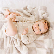 love + wild Oat Checkered Plush Blanket