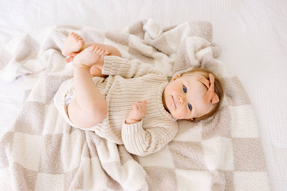 love + wild Oat Checkered Plush Blanket