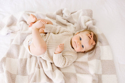 love + wild Oat Checkered Plush Blanket