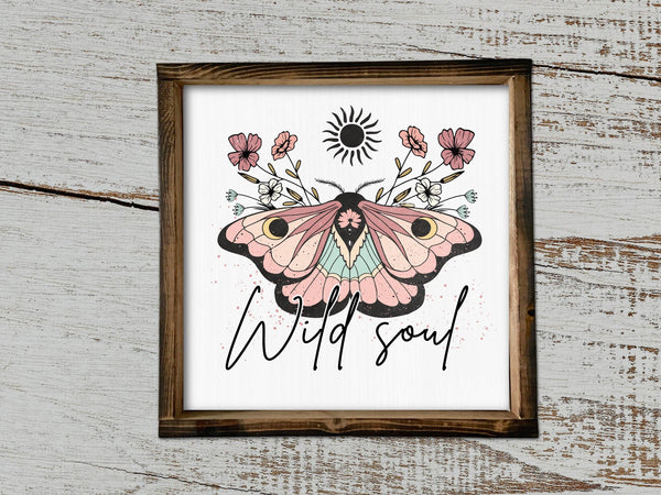 13" Framed  Vintage Soul Sign  Floral Sign Vintage Graphic S
