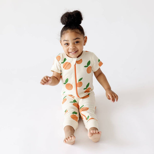 BABY Organic Signature Print '2-Way' Zip Romper - Short Sleeve