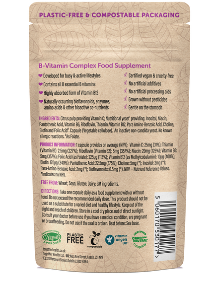 Together Health B Complex Vitamin – Vegan Supplement – 30 Capsules
